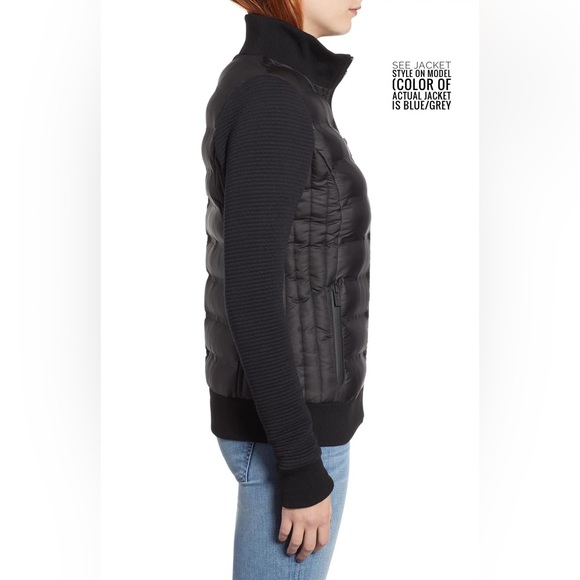 Marc New York Blue/Grey Puffer Mixed Media Jacket with Knit Sleeves 🧥 - Picture 13 of 15